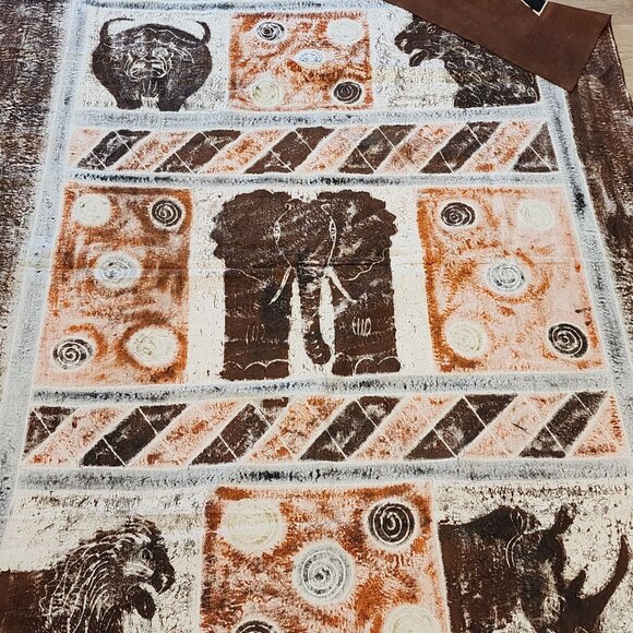 Batik Cotton Fabric Panel African Animal Safari Themed 82"x60" - Picture 7 of 11